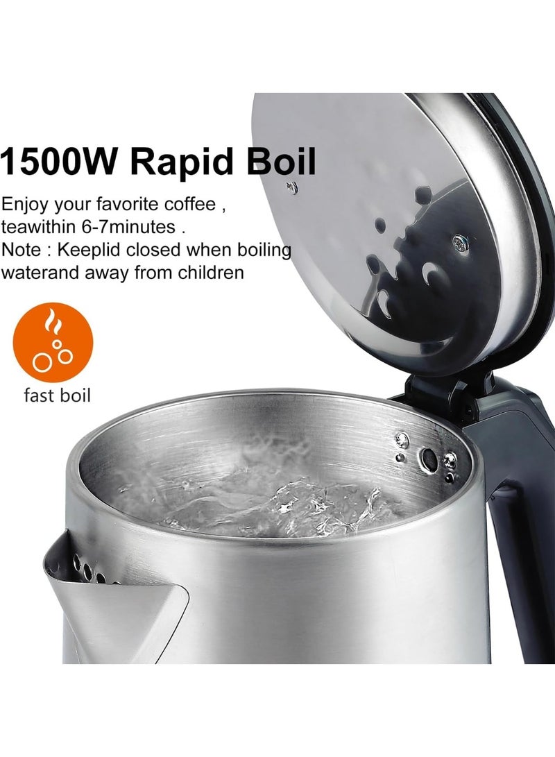 AoMige 304 Stainless Steel Electric Kettle 2L Double layer Anti-scald Cordless Kettle With 360-Degree Cord Design Heater, Auto Shut-Off, Quickly Boil, Boil-Dry Protection for Daily Hot Drink Metal Kettle - Image 4